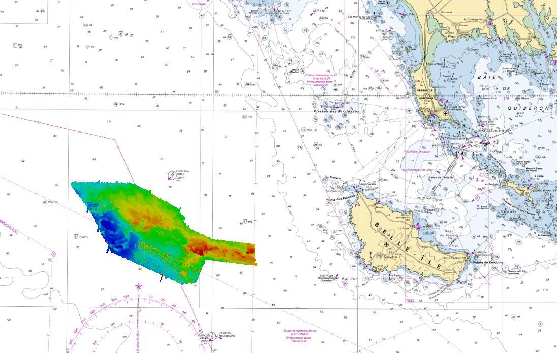 Levés réalisés au large de Belle-Île dans le cadre des EMR