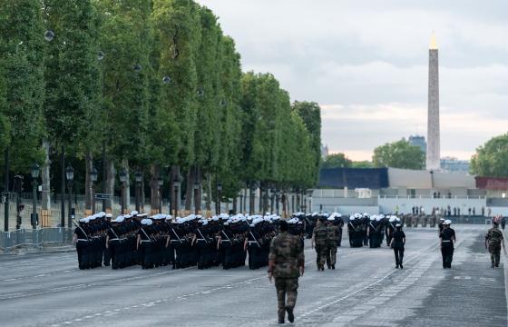  des unités de la marine nationale s'entrainent sur le site de Satory pour le défilé du 14 juillet sur les Champs Elysées.